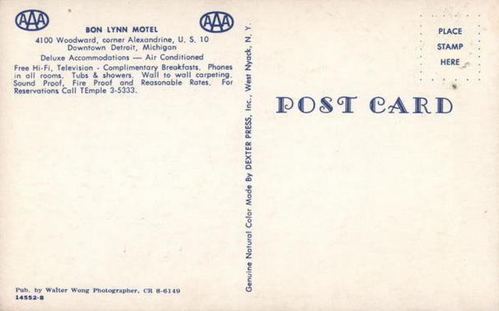 Bon Lynn Motel (Bon-Lynn) - Vintage Postcard